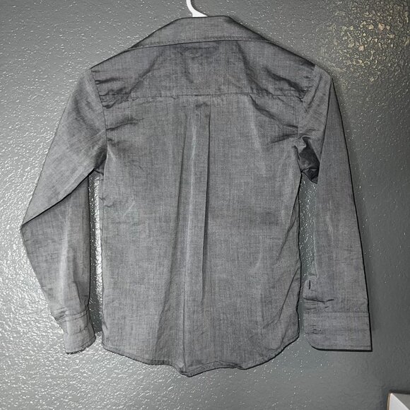 Chaps Boys Stretch Button-Up Shirt Gray Long Sleeve Small – Classic Dressy - Picture 4 of 6
